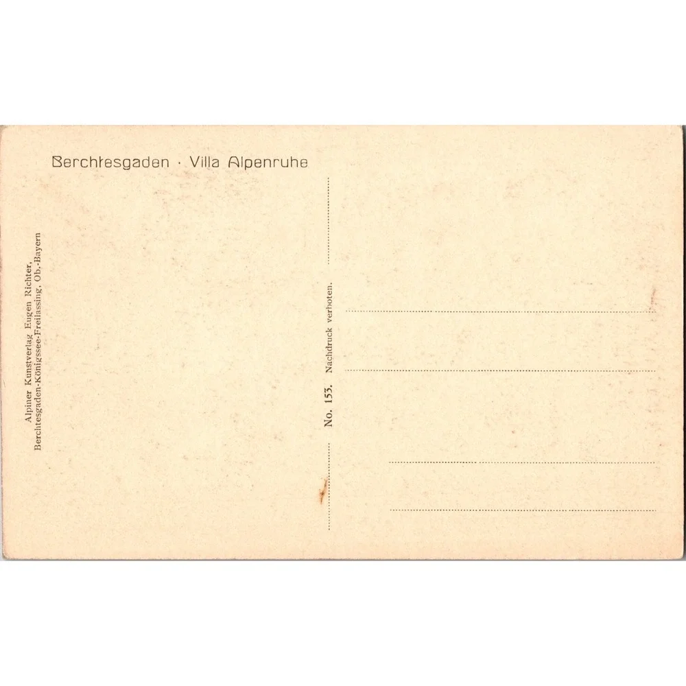 Vintage Berchtesgaden Villa‎ Alpenruhe Sepia Postcard by Eugen Richter